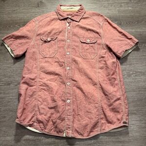 Jeremiah Shirt Mens Large Pink Linen Cotton Blend Short Sleeve Pockets Casual